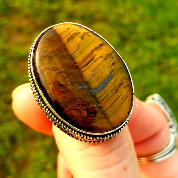 New Amazing Oversized Tiger Eye 925 Silver Ring. - Picture 1 of 16